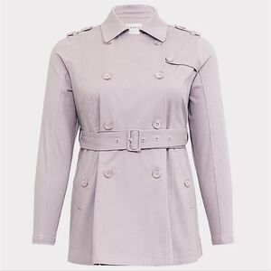 Torrid Size 0x‎ Large 12 Gray Twill Trench Coat with Belt NWT MSRP $79.50